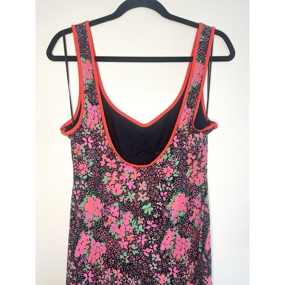 Free People Clementine Floral Midi Dress M Pink Green Slit Sweetheart 90s Boho - Picture 9 of 16